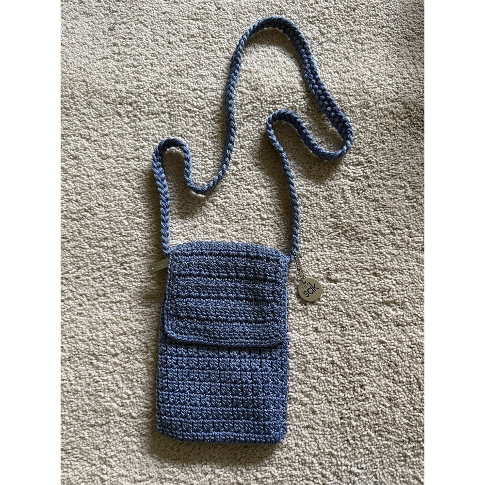 The Sak Blue Crochet Mini Cross Body Purse Bag
